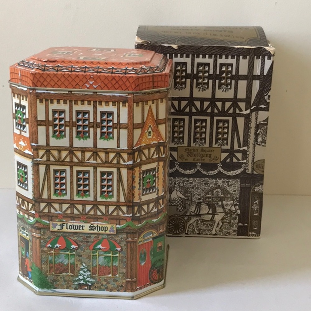 Wolfgang Bavarian Village 1995 Flower Shop Vintage Tin with Box
